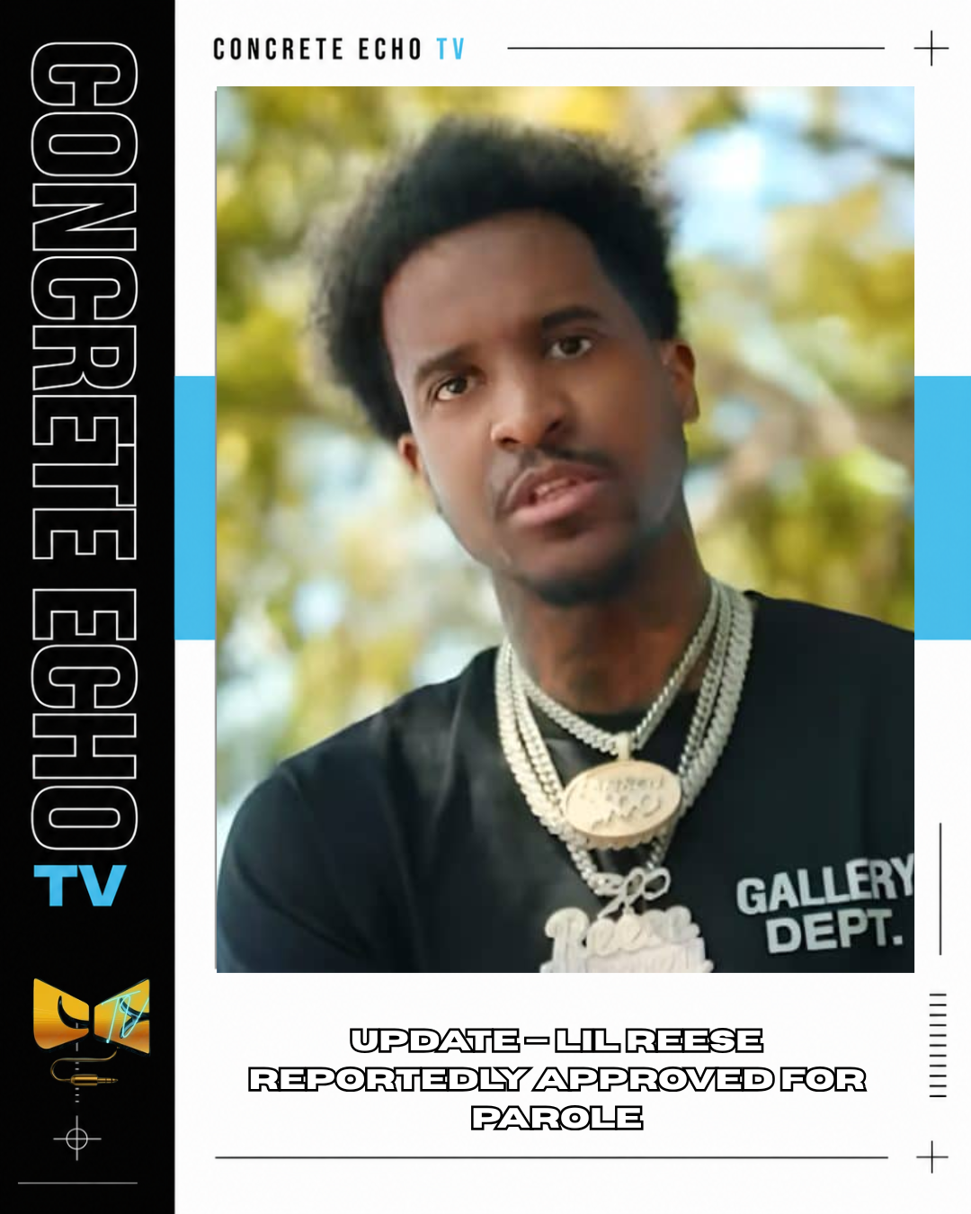 Lil Reese pictured in coverage of reports that he has been approved for parole